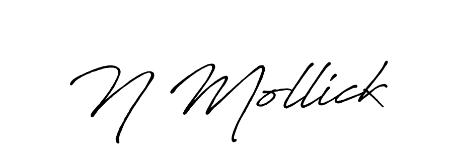 Make a beautiful signature design for name N Mollick. With this signature (Antro_Vectra_Bolder) style, you can create a handwritten signature for free. N Mollick signature style 7 images and pictures png