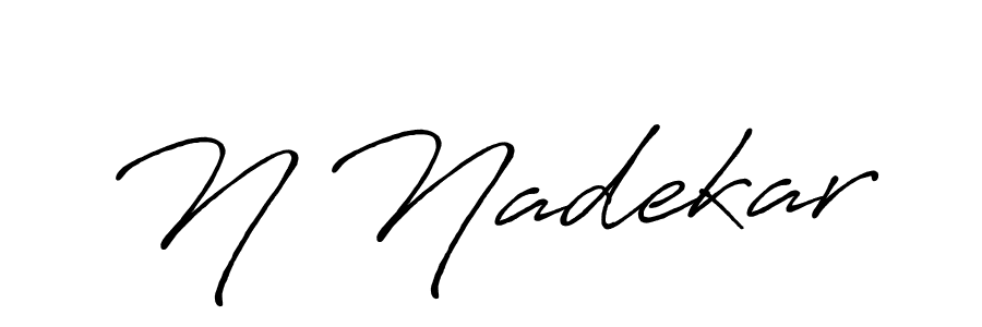 The best way (Antro_Vectra_Bolder) to make a short signature is to pick only two or three words in your name. The name N Nadekar include a total of six letters. For converting this name. N Nadekar signature style 7 images and pictures png