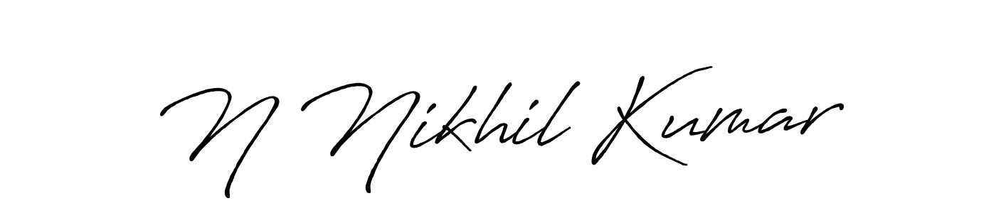 How to make N Nikhil Kumar name signature. Use Antro_Vectra_Bolder style for creating short signs online. This is the latest handwritten sign. N Nikhil Kumar signature style 7 images and pictures png