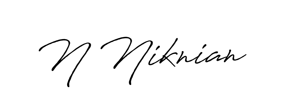 How to make N Niknian name signature. Use Antro_Vectra_Bolder style for creating short signs online. This is the latest handwritten sign. N Niknian signature style 7 images and pictures png