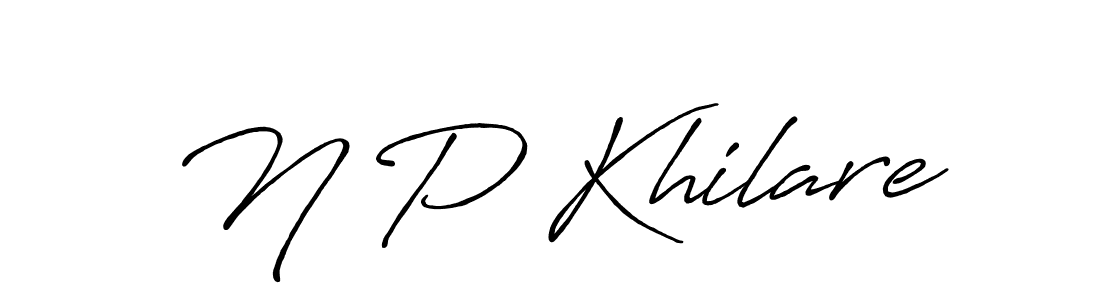 if you are searching for the best signature style for your name N P Khilare. so please give up your signature search. here we have designed multiple signature styles  using Antro_Vectra_Bolder. N P Khilare signature style 7 images and pictures png