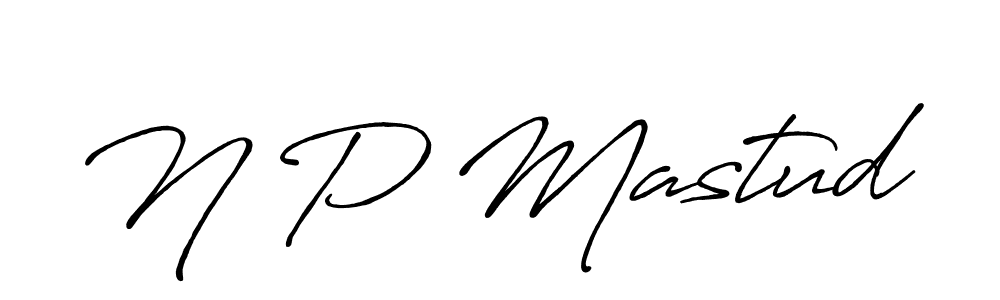 Use a signature maker to create a handwritten signature online. With this signature software, you can design (Antro_Vectra_Bolder) your own signature for name N P Mastud. N P Mastud signature style 7 images and pictures png