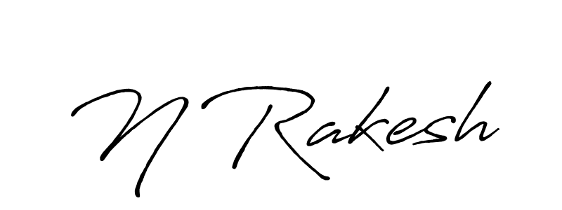 N Rakesh stylish signature style. Best Handwritten Sign (Antro_Vectra_Bolder) for my name. Handwritten Signature Collection Ideas for my name N Rakesh. N Rakesh signature style 7 images and pictures png