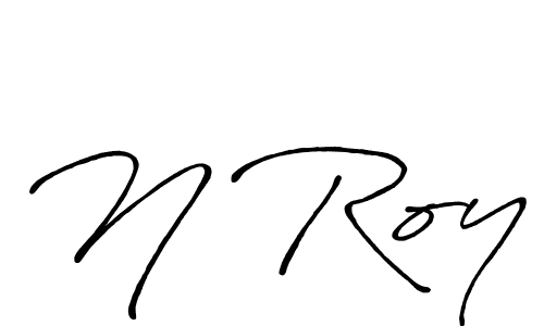 How to make N Roy name signature. Use Antro_Vectra_Bolder style for creating short signs online. This is the latest handwritten sign. N Roy signature style 7 images and pictures png