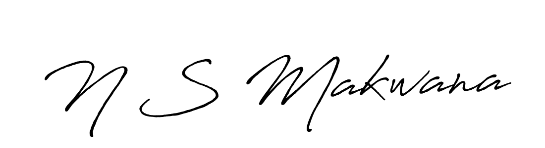 Make a beautiful signature design for name N S Makwana. With this signature (Antro_Vectra_Bolder) style, you can create a handwritten signature for free. N S Makwana signature style 7 images and pictures png