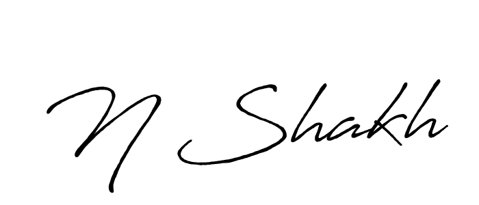 Make a beautiful signature design for name N Shakh. With this signature (Antro_Vectra_Bolder) style, you can create a handwritten signature for free. N Shakh signature style 7 images and pictures png