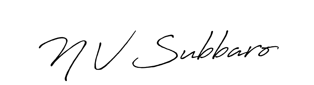 The best way (Antro_Vectra_Bolder) to make a short signature is to pick only two or three words in your name. The name N V Subbaro include a total of six letters. For converting this name. N V Subbaro signature style 7 images and pictures png