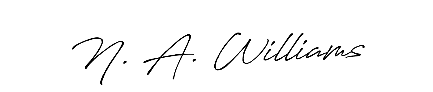 How to make N. A. Williams name signature. Use Antro_Vectra_Bolder style for creating short signs online. This is the latest handwritten sign. N. A. Williams signature style 7 images and pictures png