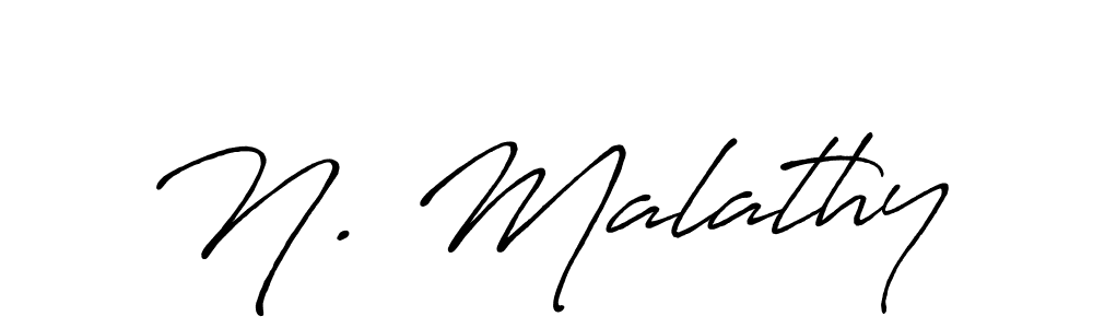 The best way (Antro_Vectra_Bolder) to make a short signature is to pick only two or three words in your name. The name N. Malathy include a total of six letters. For converting this name. N. Malathy signature style 7 images and pictures png