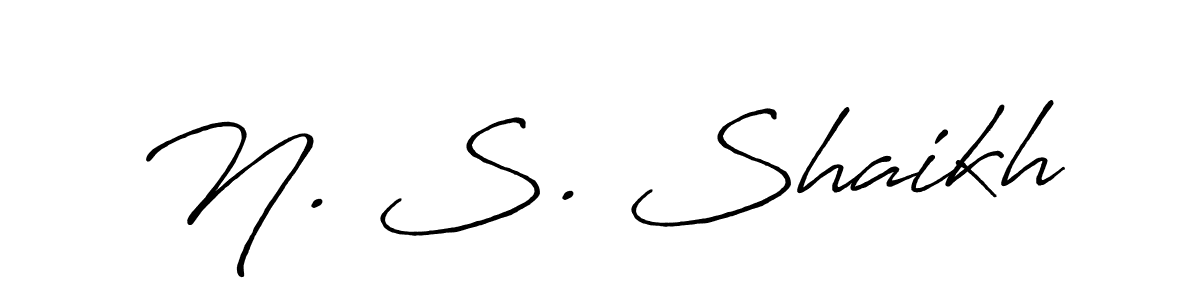 The best way (Antro_Vectra_Bolder) to make a short signature is to pick only two or three words in your name. The name N. S. Shaikh include a total of six letters. For converting this name. N. S. Shaikh signature style 7 images and pictures png