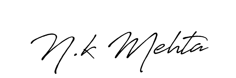 Make a beautiful signature design for name N.k Mehta. With this signature (Antro_Vectra_Bolder) style, you can create a handwritten signature for free. N.k Mehta signature style 7 images and pictures png