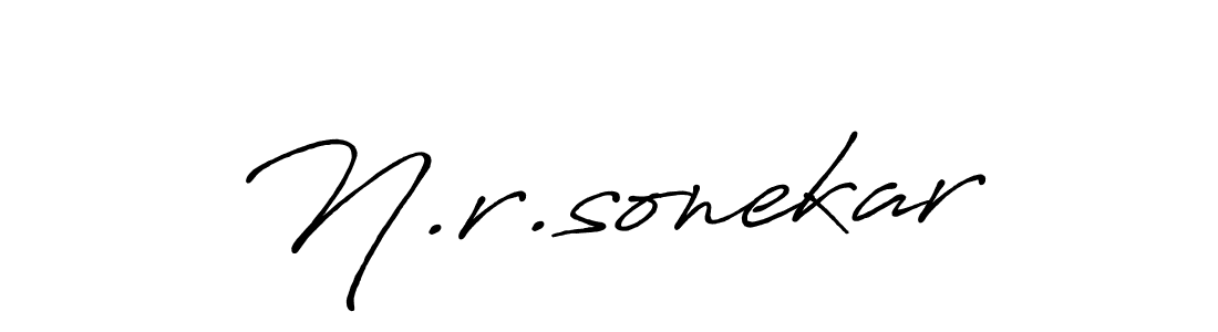 How to make N.r.sonekar name signature. Use Antro_Vectra_Bolder style for creating short signs online. This is the latest handwritten sign. N.r.sonekar signature style 7 images and pictures png