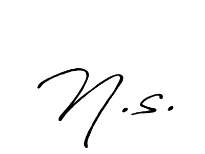 Make a beautiful signature design for name N.s.. With this signature (Antro_Vectra_Bolder) style, you can create a handwritten signature for free. N.s. signature style 7 images and pictures png