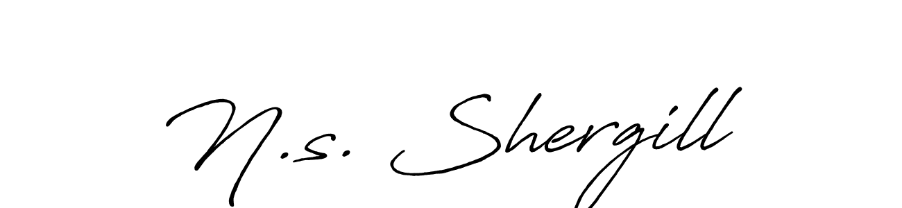 Make a beautiful signature design for name N.s. Shergill. With this signature (Antro_Vectra_Bolder) style, you can create a handwritten signature for free. N.s. Shergill signature style 7 images and pictures png