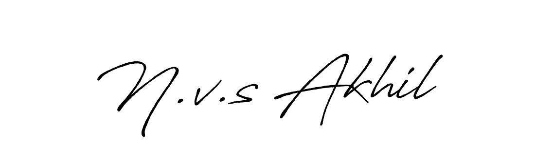 Use a signature maker to create a handwritten signature online. With this signature software, you can design (Antro_Vectra_Bolder) your own signature for name N.v.s Akhil. N.v.s Akhil signature style 7 images and pictures png