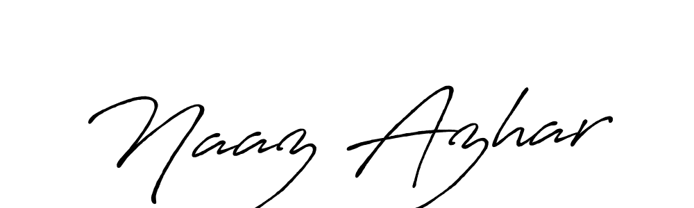 Use a signature maker to create a handwritten signature online. With this signature software, you can design (Antro_Vectra_Bolder) your own signature for name Naaz Azhar. Naaz Azhar signature style 7 images and pictures png