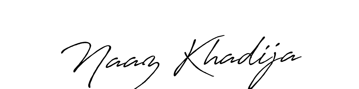 Create a beautiful signature design for name Naaz Khadija. With this signature (Antro_Vectra_Bolder) fonts, you can make a handwritten signature for free. Naaz Khadija signature style 7 images and pictures png