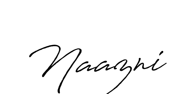 Use a signature maker to create a handwritten signature online. With this signature software, you can design (Antro_Vectra_Bolder) your own signature for name Naazni. Naazni signature style 7 images and pictures png