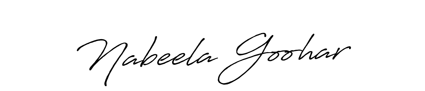 Antro_Vectra_Bolder is a professional signature style that is perfect for those who want to add a touch of class to their signature. It is also a great choice for those who want to make their signature more unique. Get Nabeela Goohar name to fancy signature for free. Nabeela Goohar signature style 7 images and pictures png