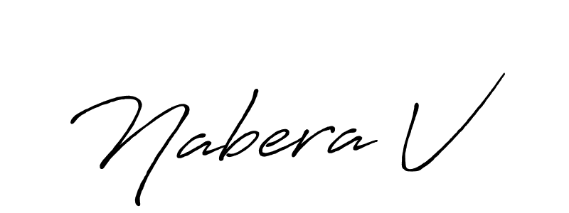 How to make Nabera V name signature. Use Antro_Vectra_Bolder style for creating short signs online. This is the latest handwritten sign. Nabera V signature style 7 images and pictures png