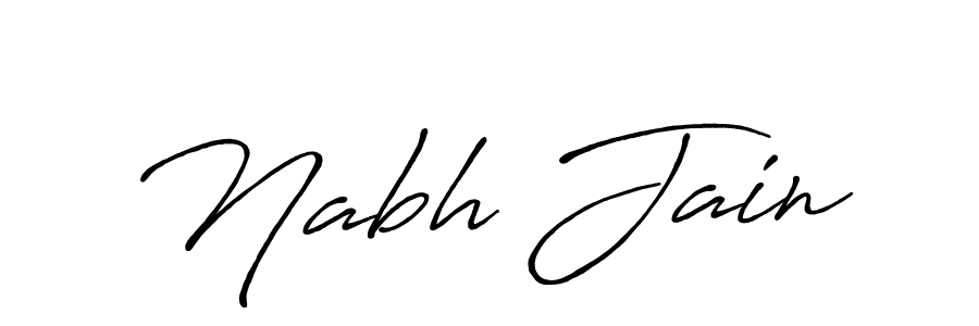 The best way (Antro_Vectra_Bolder) to make a short signature is to pick only two or three words in your name. The name Nabh Jain include a total of six letters. For converting this name. Nabh Jain signature style 7 images and pictures png