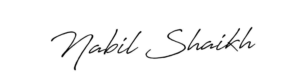 How to make Nabil Shaikh name signature. Use Antro_Vectra_Bolder style for creating short signs online. This is the latest handwritten sign. Nabil Shaikh signature style 7 images and pictures png
