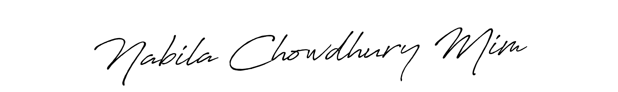 How to make Nabila Chowdhury Mim name signature. Use Antro_Vectra_Bolder style for creating short signs online. This is the latest handwritten sign. Nabila Chowdhury Mim signature style 7 images and pictures png