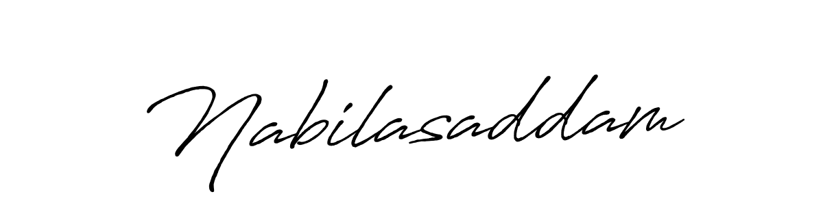 Make a beautiful signature design for name Nabilasaddam. With this signature (Antro_Vectra_Bolder) style, you can create a handwritten signature for free. Nabilasaddam signature style 7 images and pictures png