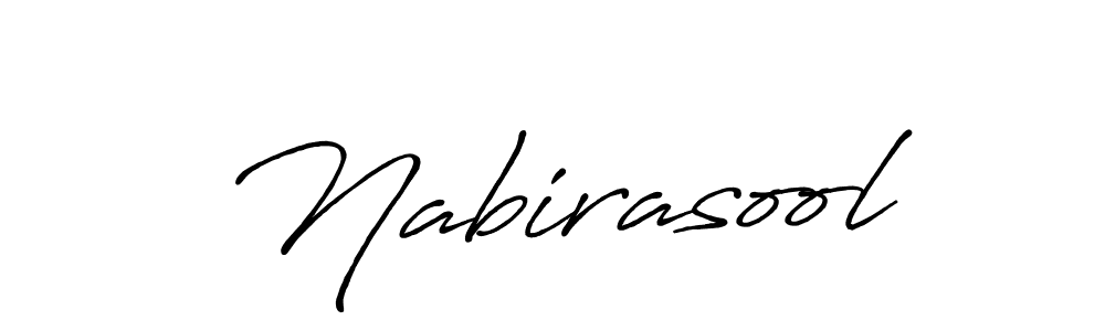 The best way (Antro_Vectra_Bolder) to make a short signature is to pick only two or three words in your name. The name Nabirasool include a total of six letters. For converting this name. Nabirasool signature style 7 images and pictures png