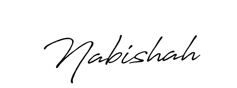The best way (Antro_Vectra_Bolder) to make a short signature is to pick only two or three words in your name. The name Nabishah include a total of six letters. For converting this name. Nabishah signature style 7 images and pictures png