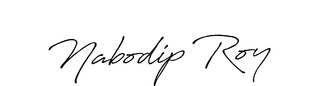 How to make Nabodip Roy name signature. Use Antro_Vectra_Bolder style for creating short signs online. This is the latest handwritten sign. Nabodip Roy signature style 7 images and pictures png