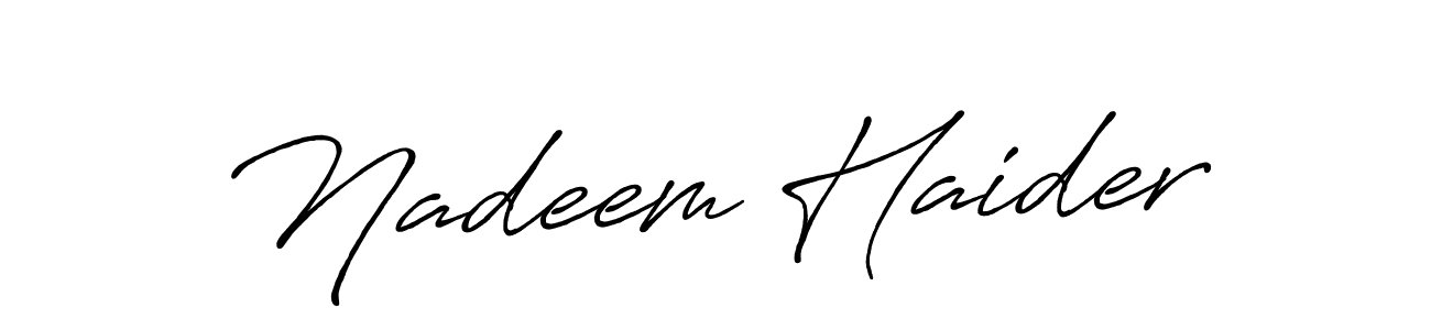 How to make Nadeem Haider name signature. Use Antro_Vectra_Bolder style for creating short signs online. This is the latest handwritten sign. Nadeem Haider signature style 7 images and pictures png