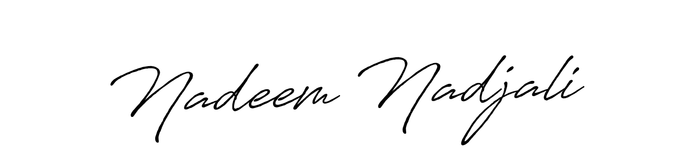 How to make Nadeem Nadjali name signature. Use Antro_Vectra_Bolder style for creating short signs online. This is the latest handwritten sign. Nadeem Nadjali signature style 7 images and pictures png