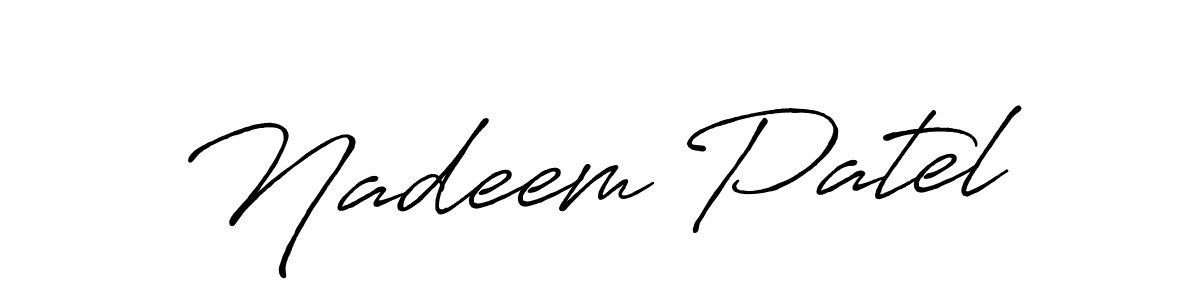 Create a beautiful signature design for name Nadeem Patel. With this signature (Antro_Vectra_Bolder) fonts, you can make a handwritten signature for free. Nadeem Patel signature style 7 images and pictures png