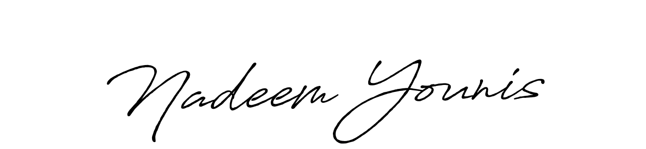 How to make Nadeem Younis name signature. Use Antro_Vectra_Bolder style for creating short signs online. This is the latest handwritten sign. Nadeem Younis signature style 7 images and pictures png