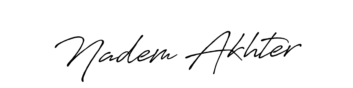 Nadem Akhter stylish signature style. Best Handwritten Sign (Antro_Vectra_Bolder) for my name. Handwritten Signature Collection Ideas for my name Nadem Akhter. Nadem Akhter signature style 7 images and pictures png