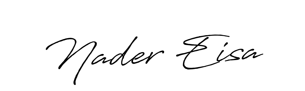 if you are searching for the best signature style for your name Nader Eisa. so please give up your signature search. here we have designed multiple signature styles  using Antro_Vectra_Bolder. Nader Eisa signature style 7 images and pictures png