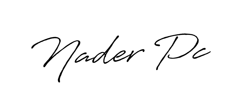 Make a beautiful signature design for name Nader Pc. With this signature (Antro_Vectra_Bolder) style, you can create a handwritten signature for free. Nader Pc signature style 7 images and pictures png