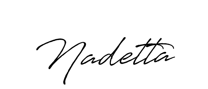 Use a signature maker to create a handwritten signature online. With this signature software, you can design (Antro_Vectra_Bolder) your own signature for name Nadetta. Nadetta signature style 7 images and pictures png