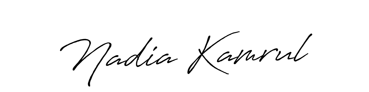 Use a signature maker to create a handwritten signature online. With this signature software, you can design (Antro_Vectra_Bolder) your own signature for name Nadia Kamrul. Nadia Kamrul signature style 7 images and pictures png