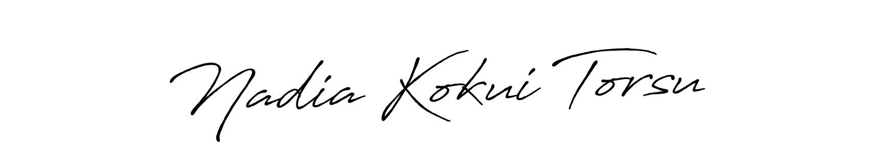 How to make Nadia Kokui Torsu name signature. Use Antro_Vectra_Bolder style for creating short signs online. This is the latest handwritten sign. Nadia Kokui Torsu signature style 7 images and pictures png