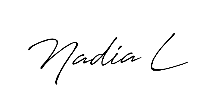 Similarly Antro_Vectra_Bolder is the best handwritten signature design. Signature creator online .You can use it as an online autograph creator for name Nadia L. Nadia L signature style 7 images and pictures png