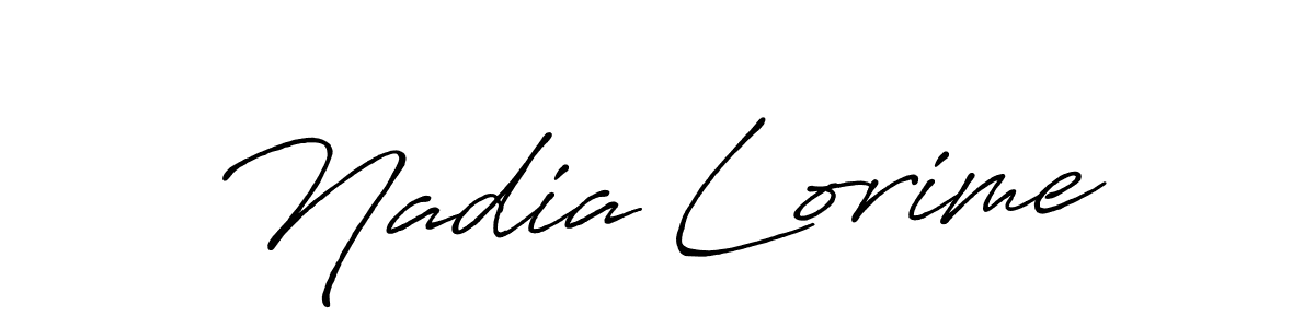 How to make Nadia Lorime name signature. Use Antro_Vectra_Bolder style for creating short signs online. This is the latest handwritten sign. Nadia Lorime signature style 7 images and pictures png