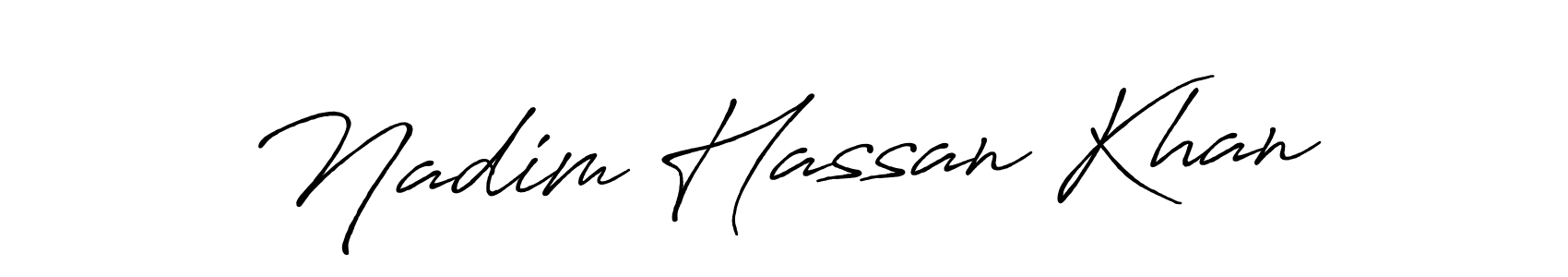 Use a signature maker to create a handwritten signature online. With this signature software, you can design (Antro_Vectra_Bolder) your own signature for name Nadim Hassan Khan. Nadim Hassan Khan signature style 7 images and pictures png