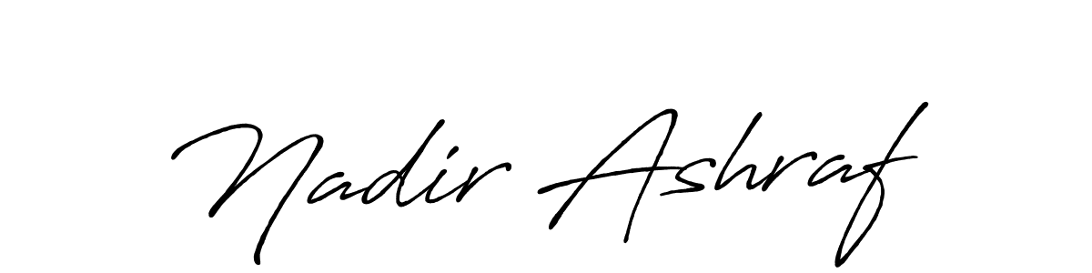 How to make Nadir Ashraf name signature. Use Antro_Vectra_Bolder style for creating short signs online. This is the latest handwritten sign. Nadir Ashraf signature style 7 images and pictures png