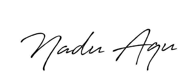 How to make Nadu Aqu name signature. Use Antro_Vectra_Bolder style for creating short signs online. This is the latest handwritten sign. Nadu Aqu signature style 7 images and pictures png