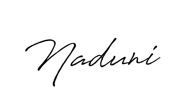 Use a signature maker to create a handwritten signature online. With this signature software, you can design (Antro_Vectra_Bolder) your own signature for name Naduni. Naduni signature style 7 images and pictures png