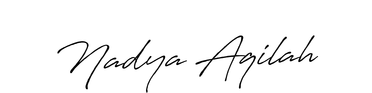 Antro_Vectra_Bolder is a professional signature style that is perfect for those who want to add a touch of class to their signature. It is also a great choice for those who want to make their signature more unique. Get Nadya Aqilah name to fancy signature for free. Nadya Aqilah signature style 7 images and pictures png