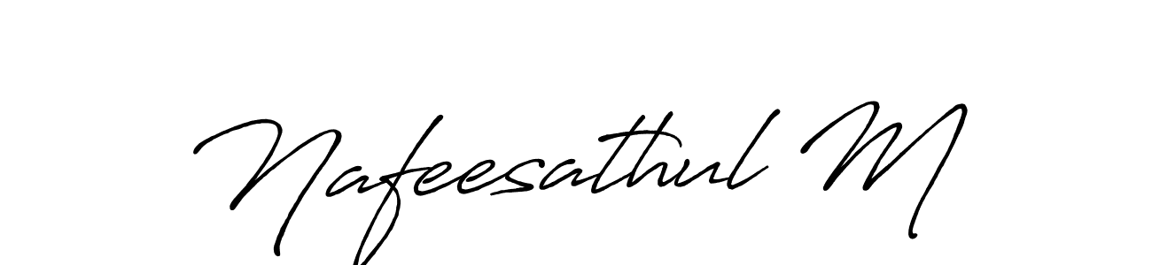 This is the best signature style for the Nafeesathul M name. Also you like these signature font (Antro_Vectra_Bolder). Mix name signature. Nafeesathul M signature style 7 images and pictures png
