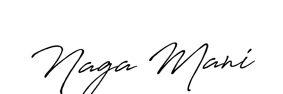 Create a beautiful signature design for name Naga Mani. With this signature (Antro_Vectra_Bolder) fonts, you can make a handwritten signature for free. Naga Mani signature style 7 images and pictures png